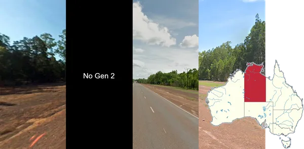 Запрещающий знак у дороги в Северной территории, Gen-2 не найден