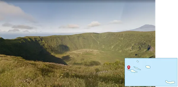 Панорама на Фаяле вдоль края кратера острова Фаял, Азоры