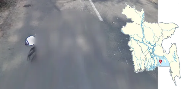Скутерист на острове Хатия, видны левое зеркало и часть волос