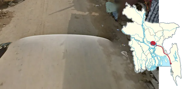 Белый автомобиль Street View на шоссе между Даккой и Читтагонгом