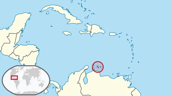 Карта Кюрасао в составе Королевства Нидерландов в Карибском море