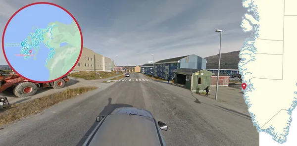 Серый автомобиль Street View у Нуука, самого большого города Гренландии