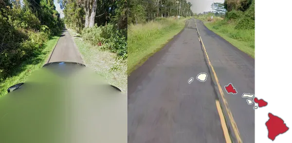 Черный автомобиль Google на островах Гавайи, Мауи и Оаху съемка с smallcam
