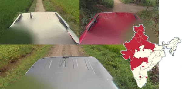 Крупные заметные квадратные автомобили в районах, указанных на карте