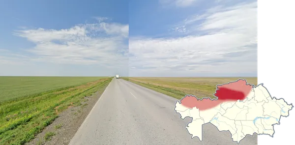 Широкие зеленые равнины в северо-западе Казахстана, Акмолинская область
