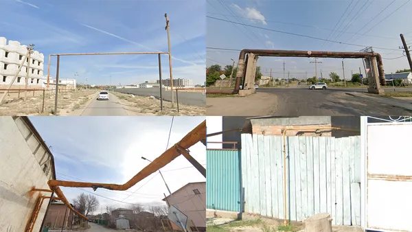 Газовые трубы на улице в казахстанском городе