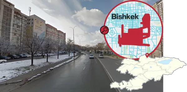 Снежный покров в городской местности Бишкека в зимнем районе