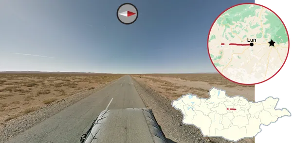 Millenium Road к западу от Лун, оранжевая осенняя трава, палатка на холме