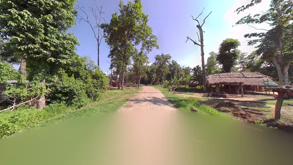 Коричневатая камера shitcam с размытым круглым пятном на авто Street View в Непале