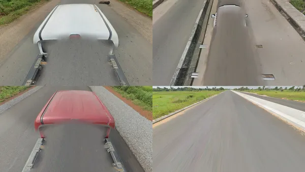 Пикап Street View с кабиной и кузовом, багажник на крыше, сильное размытие