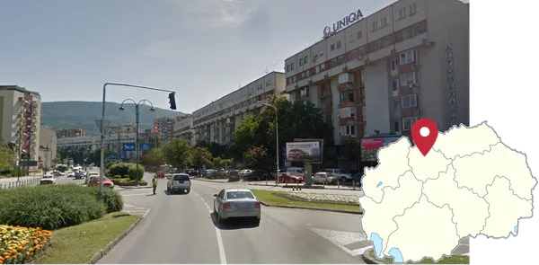 Большие многоэтажные жилые здания Скопье, столица Северной Македонии