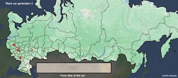 Черный автомобиль Gen-4 на дороге в окрестностях Москвы и Твери