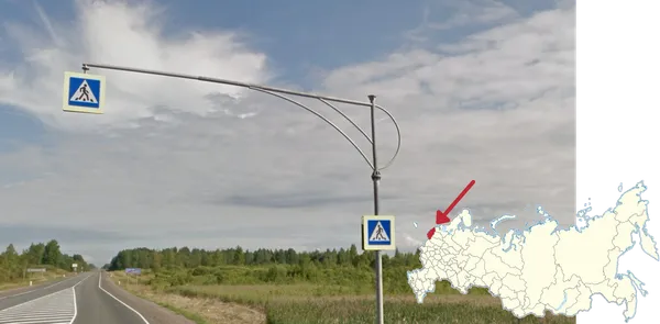 Декоративные держатели пешеходных знаков характерного дизайна Псковской области