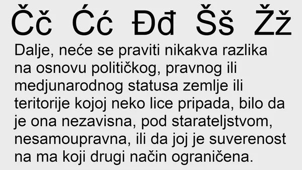 Табличка сербского алфавита с буквами Č, Ć, Đ, Š, Ž латиницей