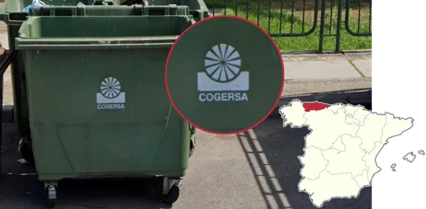 Мусорные контейнеры Астурии с логотипом COGERSA на фронтальной панели