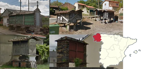 Галисийское зернохранилище horreo sobre stilts с глиняными вставками