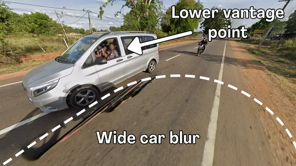 Автомобиль Google снимает дороги Шри-Ланки с low-cam, сильное размытие машин