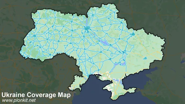 Карта покрытия Street View в Украине, почти нет на юго-востоке, исключение Донецк